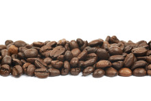 Line Of Multiple Coffee Beans Isolated