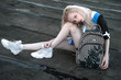 © dashamuller - Outdoor portrait of young beautiful happy blond european lady posing on street. Model wearing stylish clothes.. Female fashion. City lifestyle. Copy space.