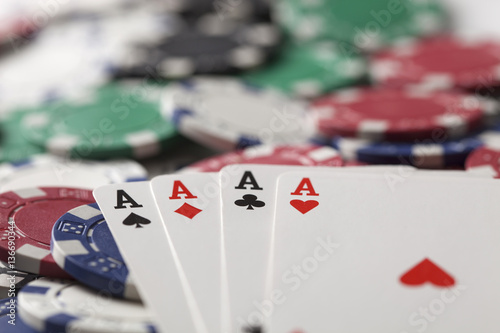 Fotografija Gambling chip,Playing cards and poker