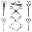 © liubov - Set of the scissors and razors icons isolated on white backgroun