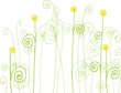 Colorful hand drawn abstract dandelions, illustration painted by watercolor and acrylic paint