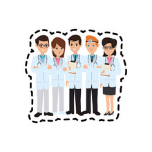 Group Of Physicians Medical Doctor Icon Image Vector Illustration Design 