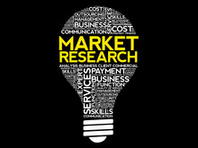 Market Research Bulb Word Cloud, Business Concept