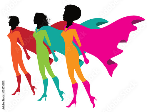 Fotografía Three proud superwomen in rainbow colors