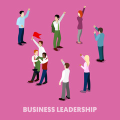 Wall Mural - isometric business people leadership concept. vector 3d flat illustration