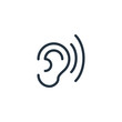 ear thin line icon set on white background, audio, music, flat, minimalistic