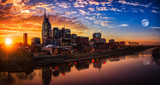 Fototapeta Londyn - Nashville skyline sunset