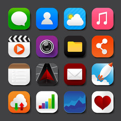 Poster - Set of mobile app and social media icons vector eps10 set 001