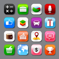 Set of mobile app and social media icons vector eps10 set 003