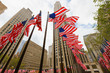 US national flags skyscrapers