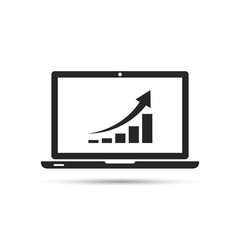 Fototapete - Computer monitor with business growing chart on screen icon. Vector.