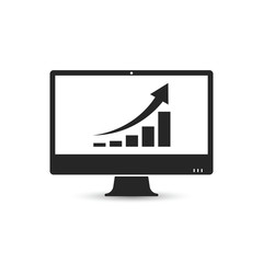 Fototapete - Computer monitor with business growing chart on screen icon. Vector.