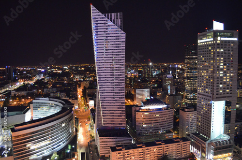 Plakat Centrum Warszawy letniej nocy/Warsaw downtown by summer night, Mazovia, Poland