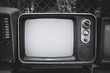 Retro old television in vintage black and whitel color style. retro technology.