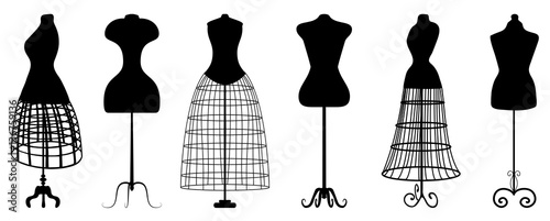 Fotografía Silhouettes of fashion dress forms - vector set