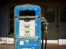Aged And Worn Vintage Photo Of Old Gas Pump