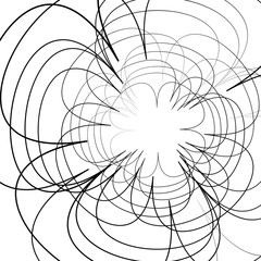 Poster - Distorted random radiating lines abstract monochrome pattern