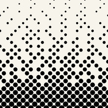 Geometric Circles Gradient Halftone Seamless Black And White Pattern
