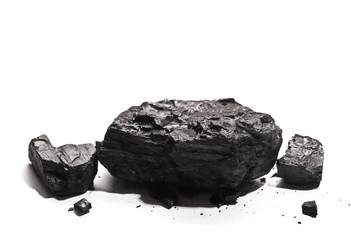 pile black coal isolated on white background