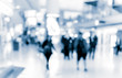 © joeycheung - Abstract blur airport interior for background at Hong Kong with blue tone