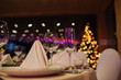 Christmas buffet, table and wine glasses,catering