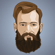 andsome young stylish hipster man with long beard. Vector illustration