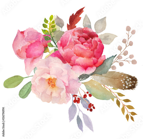 Watercolor floral composition