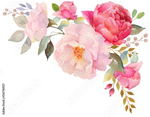 Watercolor floral composition