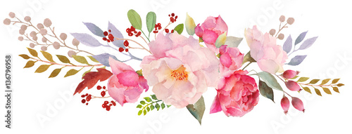 Watercolor floral composition