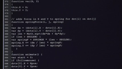Fototapete - Computer class. On the monitor initial codes are entered. The source code the text of the computer program in any programming language or a markup language which can be read by the person.