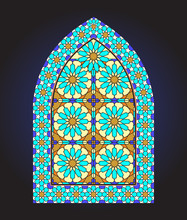 Ancient Stained Glass Ornamental Window