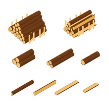 Isometric Vector Logging Icons.

Lumber Industry Illustration Concept.