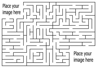 rectangle labyrinth with entry and exit.vector game maze puzzle with solution.Num.03