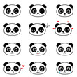 Set of cute cartoon panda emotions