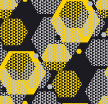 Concept Modern Geometry Pattern With Yellow And Black Color. Geo