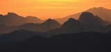 Fototapeta  - Golden sunrise in the Swiss Alps, view from mount Rigi.