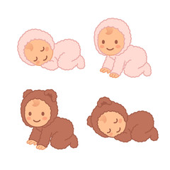 Wall Mural - cute cartoon baby in fuzzy onesie