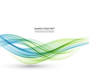 Wall Mural - Abstract vector background, blue green wavy