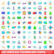 © ylivdesign - 100 wireless technology icons set, cartoon style