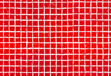 Red Square Tiles Seamless Pattern Background White Grid Cracks Grunge Handmade