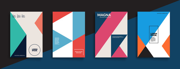 Poster - Cool trendy covers design. Colorful modernism. Minimal geometric shapes composition. Futuristic patterns. Eps10 layered vector.