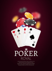 Wall Mural - Poker chips and cards bacgkground. Poker Casino template poster. Flyer design layout