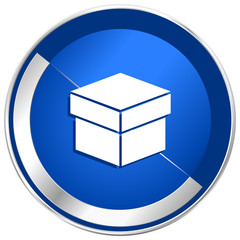 Fototapete - Box  percent blue silver metallic web and smartphone vector icon isolated on white background
