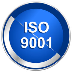 Aufkleber - Iso 9001 blue silver metallic web and smartphone vector icon isolated on white background
