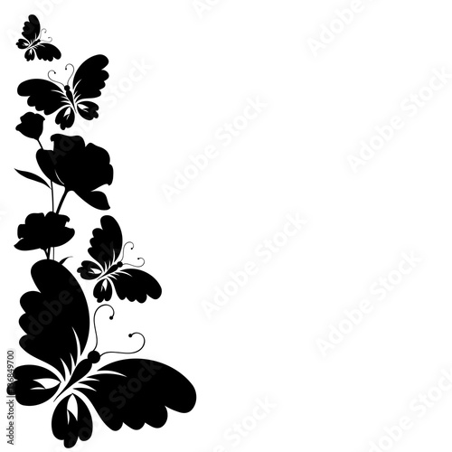Obraz w ramie Czarne wektorowe motyle na białym tle
