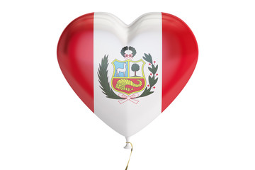 balloon with Peru flag in the shape of heart, 3D rendering