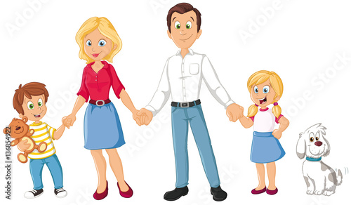 Eine glückliche Familie mit Hund VektorIllustration Eine glückliche Familie mit Hund VektorIllustration