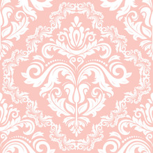 Elegant Classic Pattern. Seamless Abstract Background With Repeating Elements. Pink And White Pattern