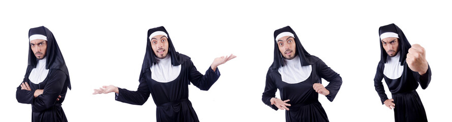 Wall Mural - Male nun in funny religious concept