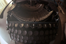 Old Typewriter On The Table, Closeup